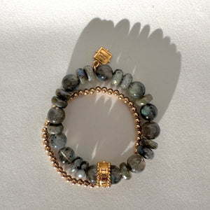 Trutina Gemstone and Golden Bead Bracelets Combination