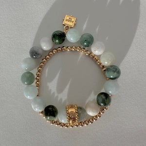 Trutina Gemstone and Golden Bead Bracelets Combination