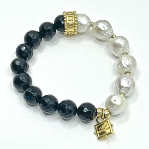 freshwater pearl and black onyx bracelet with empowering qualities